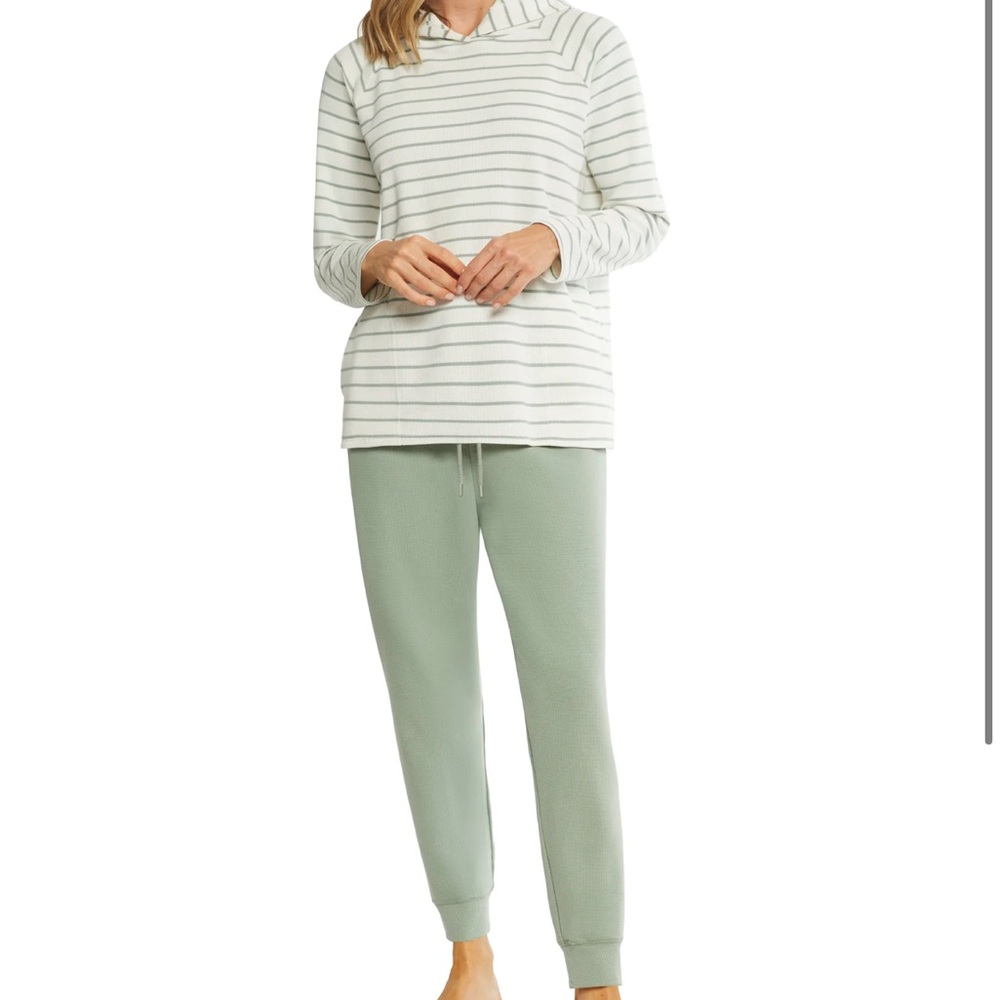 Max & Mia Striped Waffle Knit Lounge Set